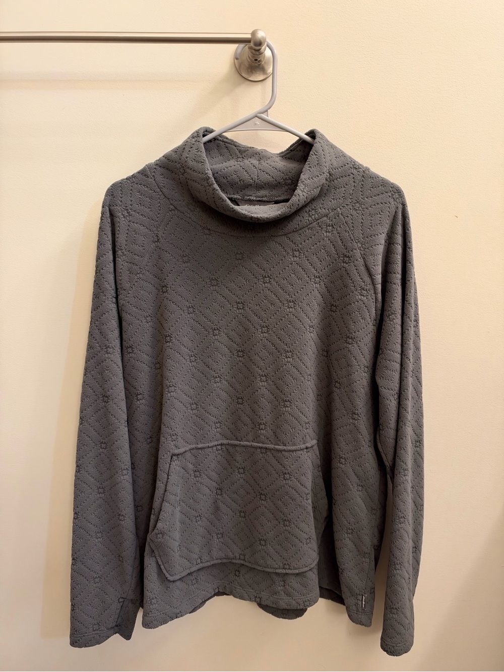 Eddie Bauer Charcoal Quilted Cowl Neck Pullover